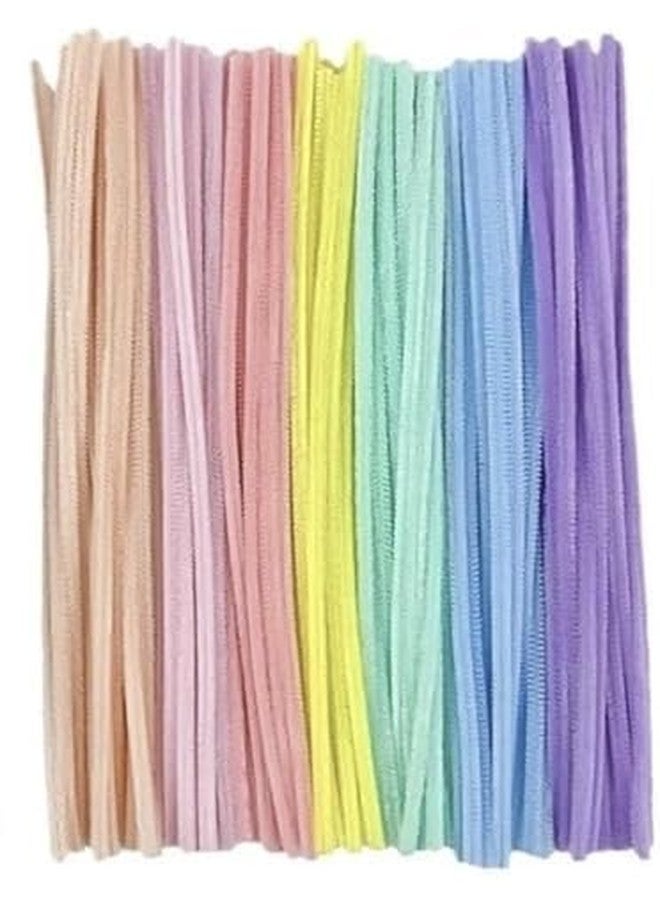 BANIRA 100 Pcs Pastel Pipe Cleaners, Fuzzy Chenille Stems, Fuzzy Sticks Pipe Cleaners Craft Supplies for DIY Arts Crafts Project - Image 1